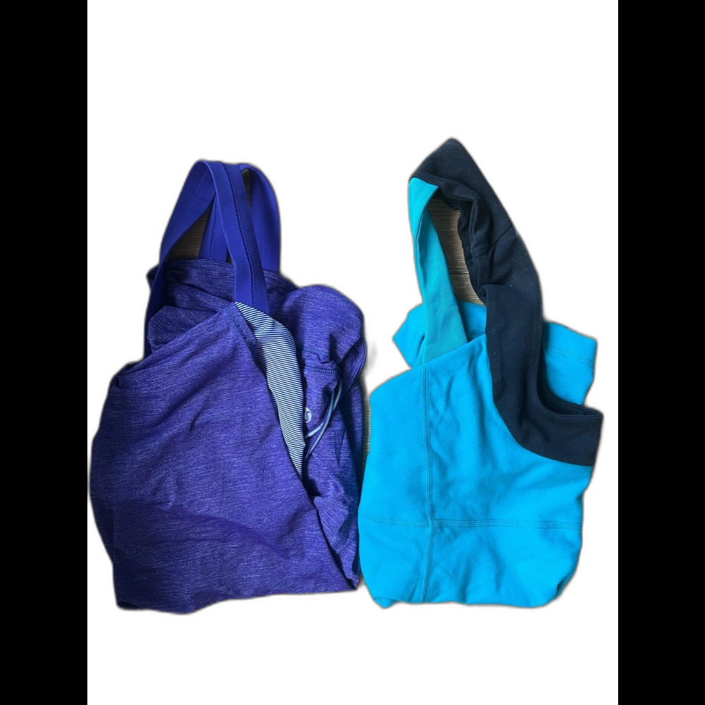 Lululemon Tank Bundle of 2 Size 10 Rest Less Heather Purple Turquoise Scoop Neck